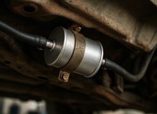 Où se trouve le filtre à carburant sur une Fiat Panda 2 ?